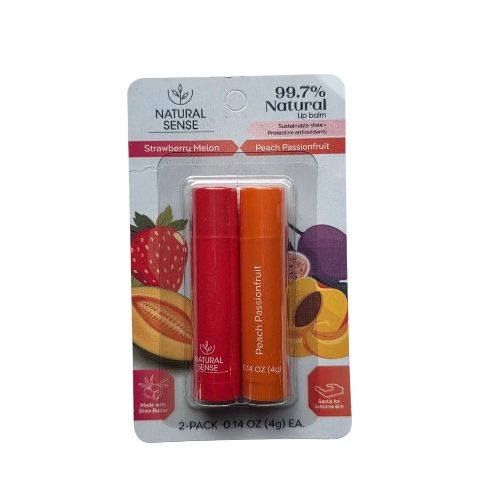 Natural Sense Lip Balm Lip  Vanilla, Coconut, Strawberry And Peach ~2pk